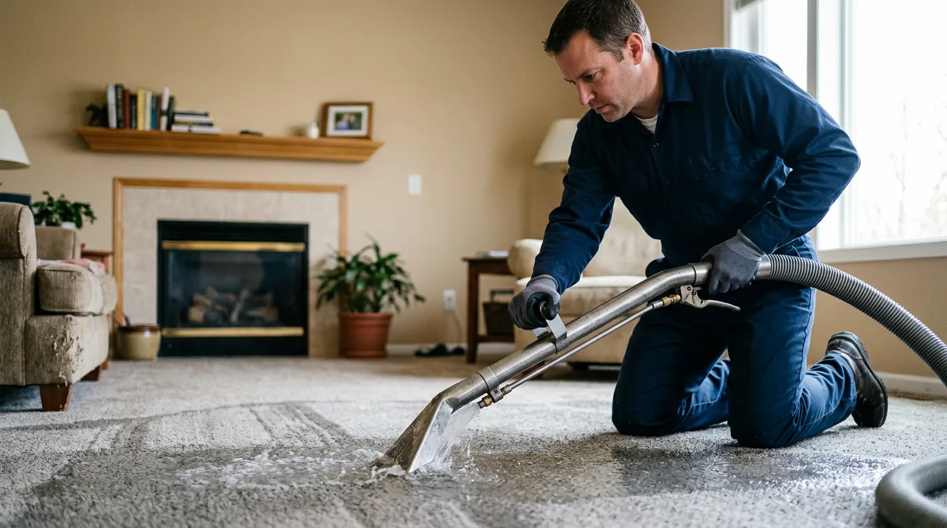 Water damage restoration technician working near Belvidere, NE